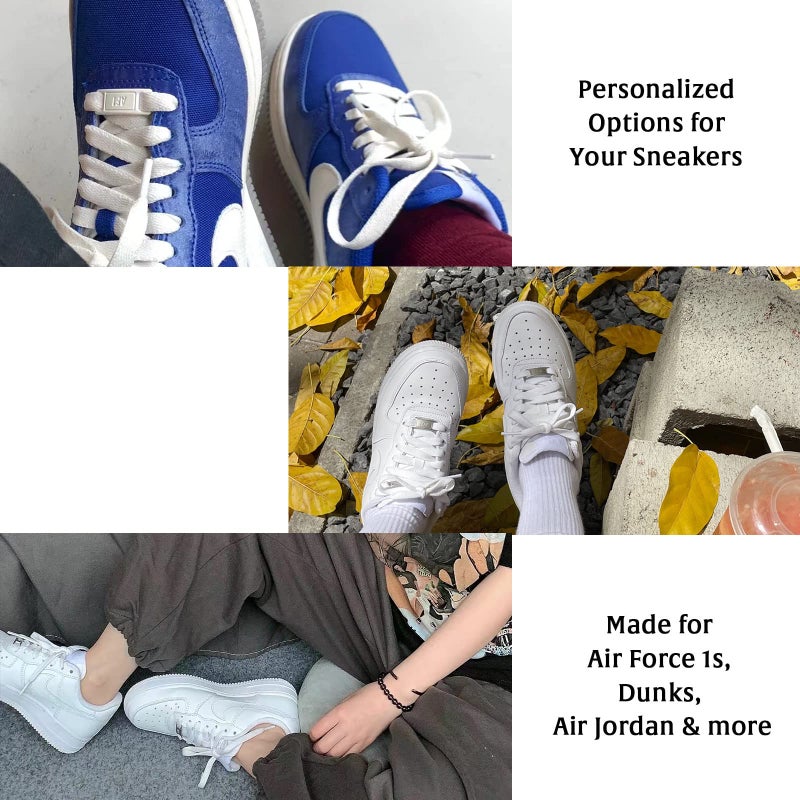 YLOKO Air Force 1 Shoe Lace Charms with Original Shoe Laces  Sneakers Metal lace tag for Sneaker  Personalized Designs for Your AF1(Silver) - Image 4